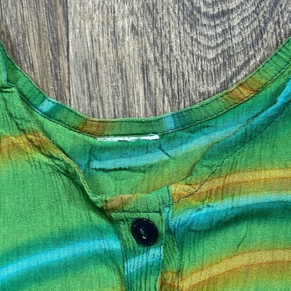 Green Yellow Button Down Dress - Picture 3 of 4